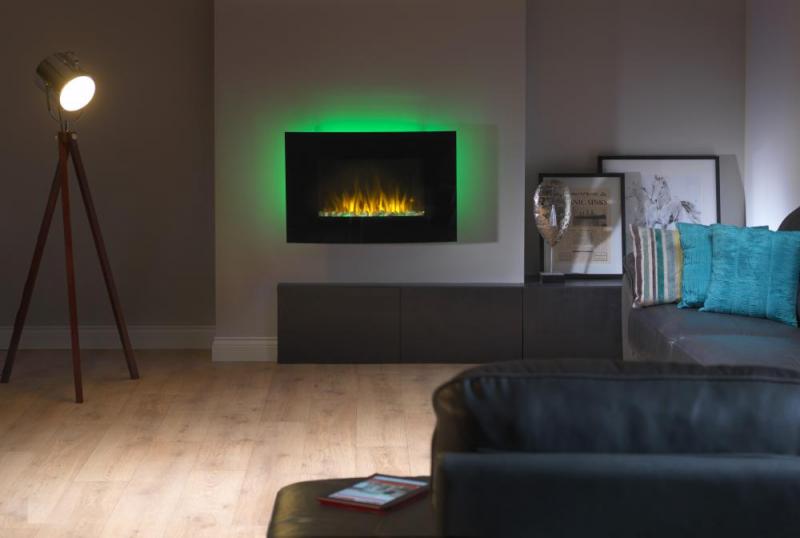 Dimplex Artesia 2Kw Black Glass LED Wall Mounted Fire