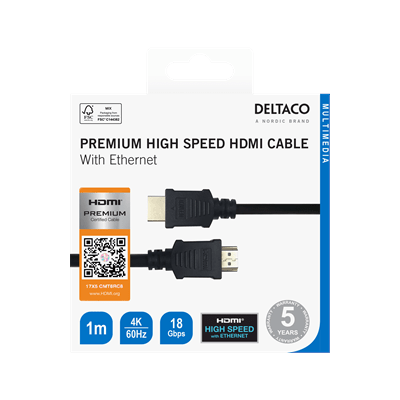 DeltaCo 1 Metre Premium High-Speed HDMI Plug - Plug Cable