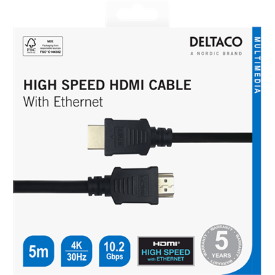 DeltaCo 5 Metre Premium High-Speed HDMI Plug - Plug Cable