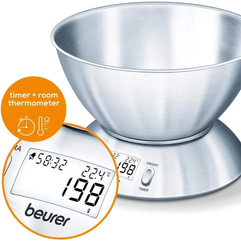 Beurer S/Steel Digital Kitchen Weighing Scales & Bowl