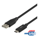 DeltaCo 2 Metre USB-C to USB-A Cable | Black