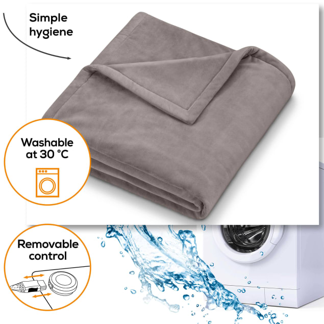 Beurer HD75 Fleece Heated Throw Blanket | Cosy Taupe