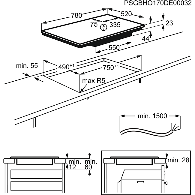 Electrolux 80cm 5 Infinite Zone Induction Hob