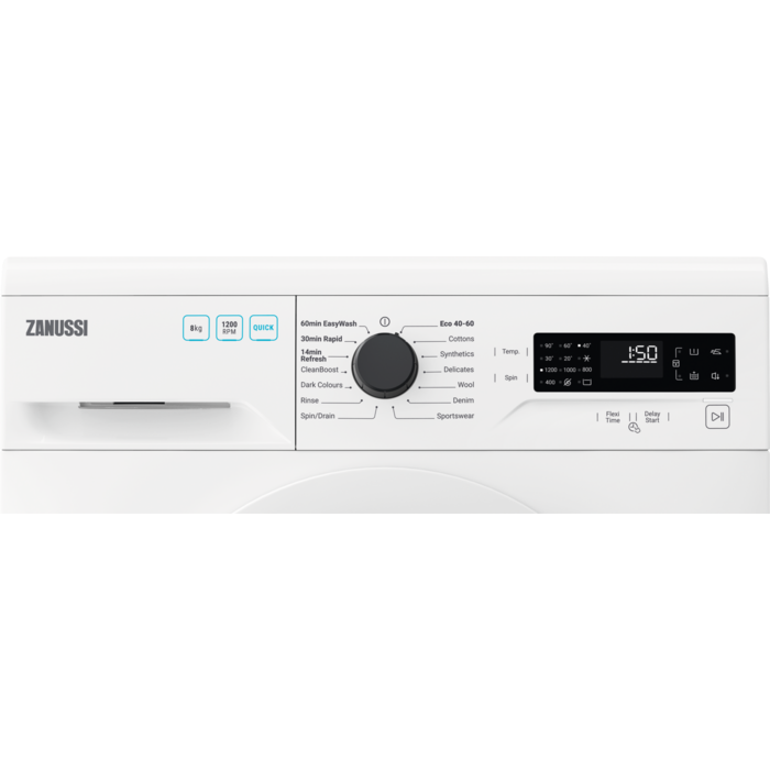 Zanussi White 8kg 1200 Spin Washing Machine