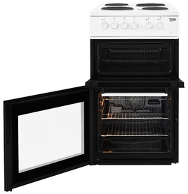 Beko White 50cm Twin Cavity Solid Plate Cooker