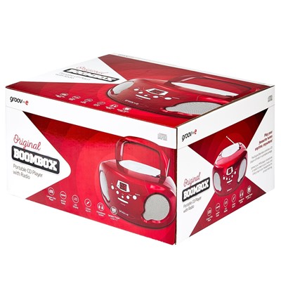 Groov-e Portable CD Radio Boombox | Red