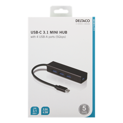 DeltaCo Mini-Hub Adaptor | USB-C to 4 USB-A Ports