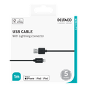 DeltaCo 1 Metre USB-A to Lightning iPhone Charging & Sync Cable | Black