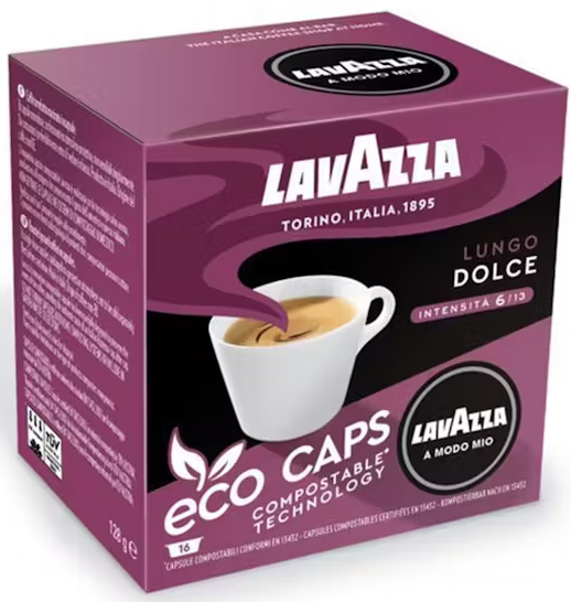 Lavazza Lungo Dolce A Modo Mio Compostable Coffee Capsules