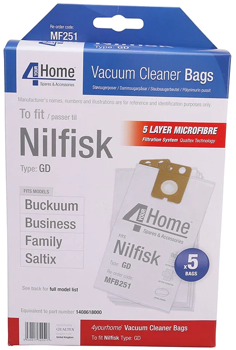 Qualtex 4Home Nilfisk Family Microfibre Vac Bags