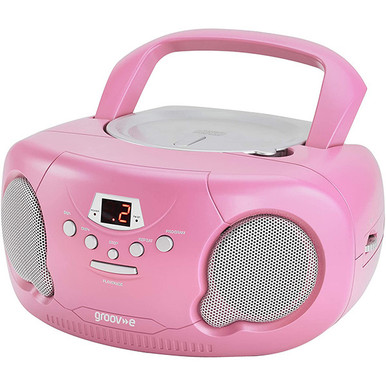 Groov-e Portable CD Radio Boombox | Pink