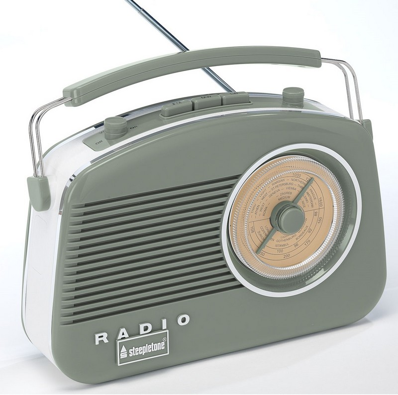 Steepletone Brighton Portable Retro Radio | Sage Green