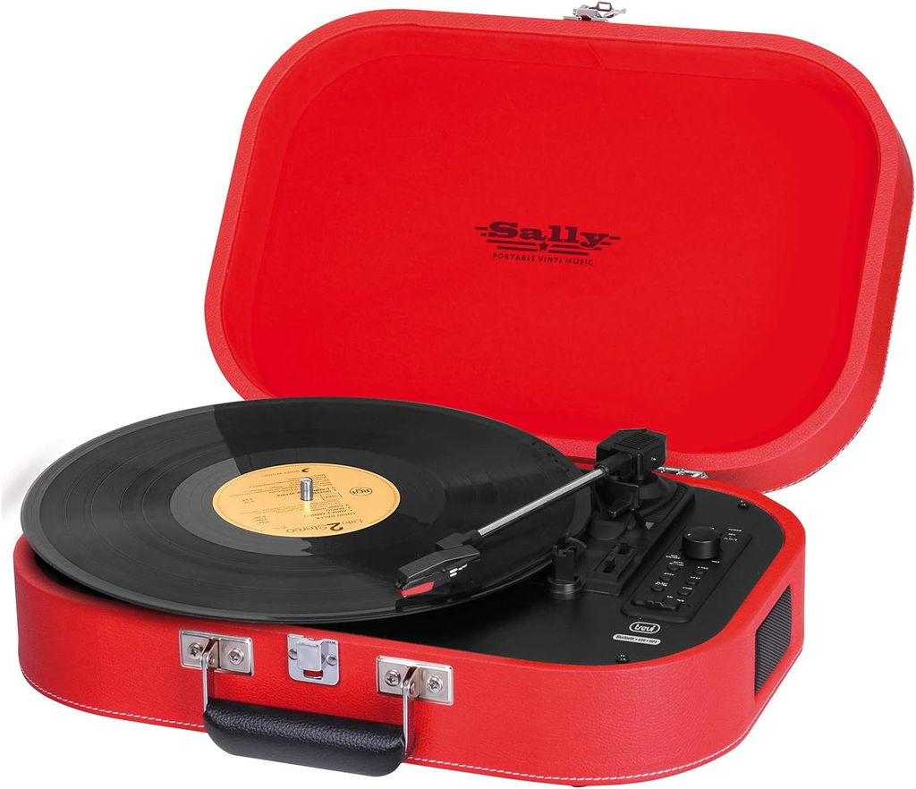 Trevi Vintage Portable Turntable Record Player, Suitcase | Red