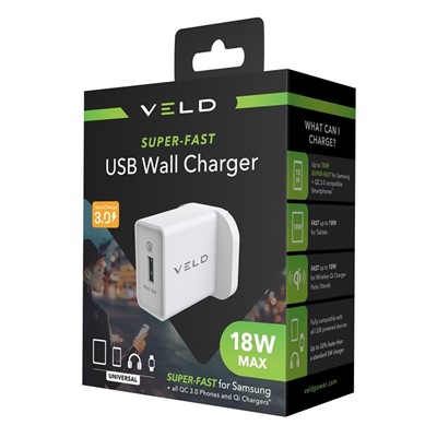 Veld Super-Fast 18w Wall Charger USB QC3.0