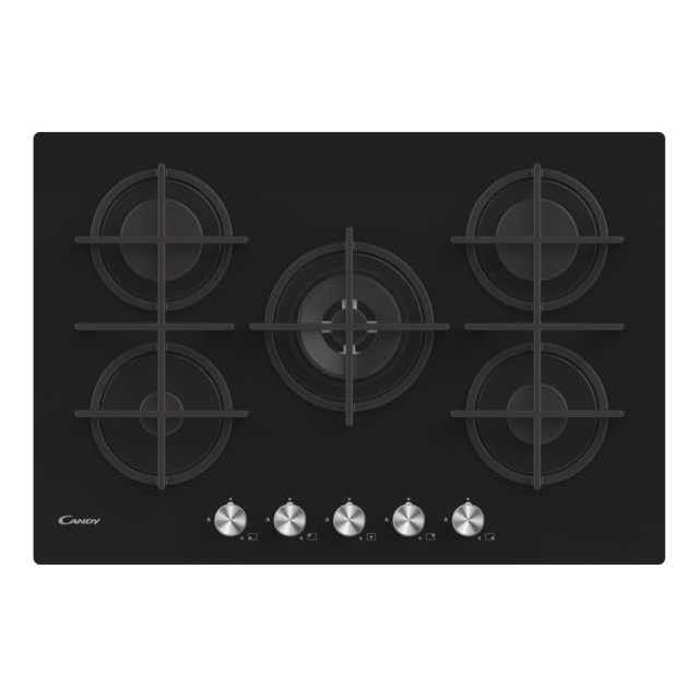 Candy Black 5 Ring Gas On Glass Hob