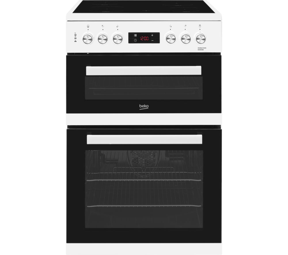 Beko White 60cm Double Oven Ceramic Cooker