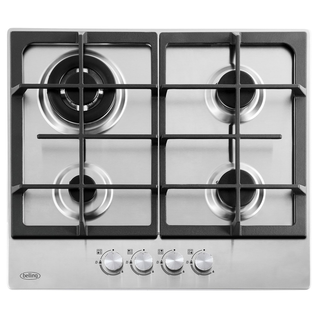 Belling S/Steel 4 Ring Cast Iron Gas Hob | Wok Burner