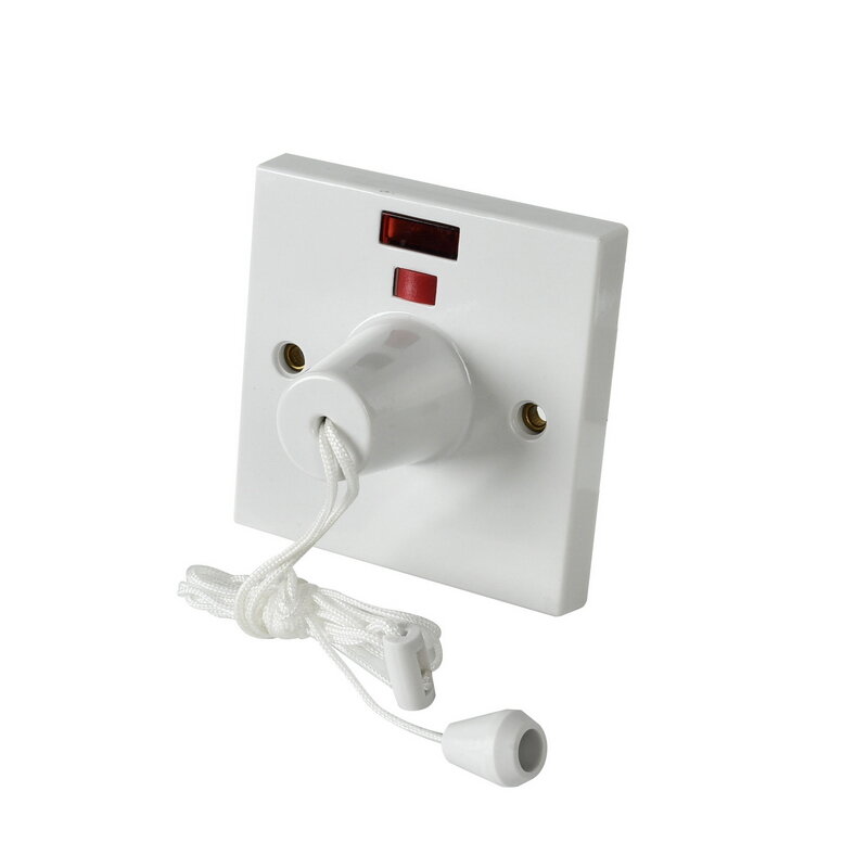 Powermaster 45A Shower Pull Cord Switch c/w Neon