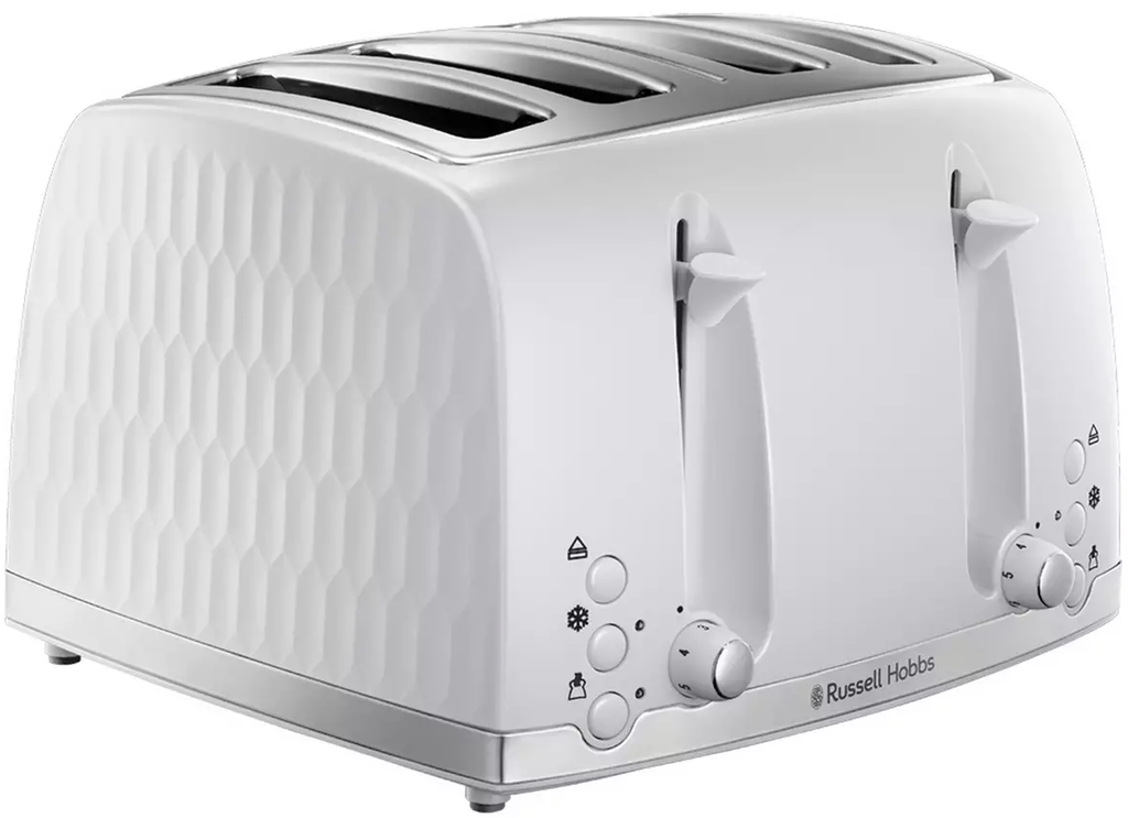 Russell Hobbs Honeycomb 4 Slice Toaster | White