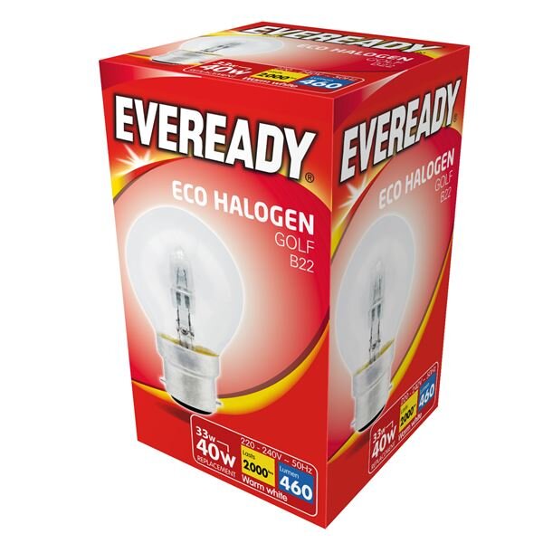 Ever Ready Eco Halogen B22 40w Clear Golf Ball Bulb