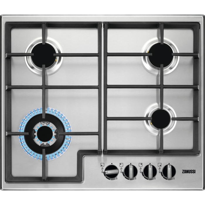 Zanussi S/Steel 4 Ring Cast Iron Gas Hob | Wok Burner