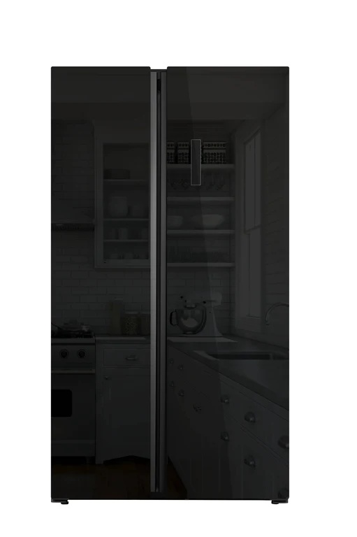 Powerpoint Black Glass American Style Fridge Freezer