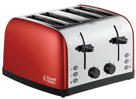 Russell Hobbs 4 Slice Toaster | Red & S/Steel