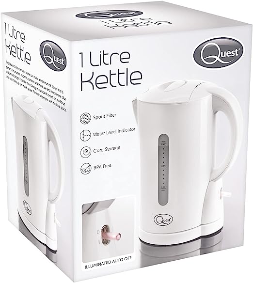 Quest White 1 Litre Jug Kettle (Low Wattage)