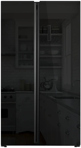 Powerpoint Black Glass American Style Fridge Freezer | Ice & Water