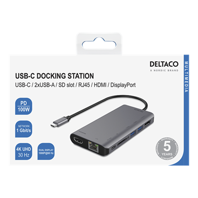 [USBCHDMI19] DeltaCo Hub Adaptor | USB-C to HDMI / Display Port / USB / RJ45 / SD Card 