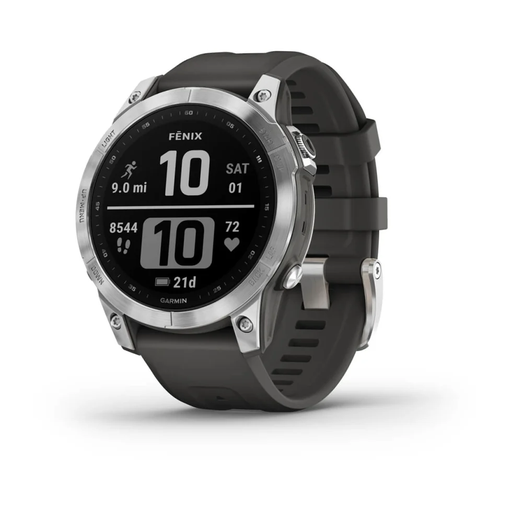 [010-02540-01] Garmin Fénix 7 GPS MultiSport Fitness Watch | Silver c/w Graphite Band