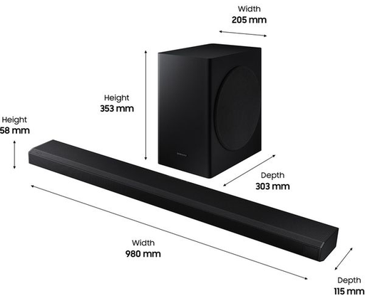 [HW-Q70T/XU] Samsung 3.1.2ch Cinematic Soundbar | Black
