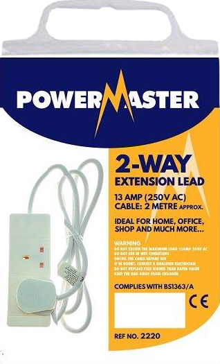 [1392-20] Powermaster 2 Gang 2 Metre 13A Extension Lead 1392-20