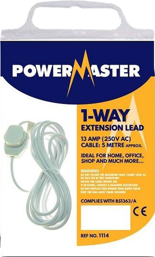 [1114] Powermaster 13A 1 Gang 5 Metre Extension Lead 1392-12
