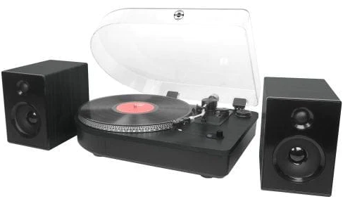 [CAMDEN2BLK] Steepletone Vintage Turntable Record Player c/w Speakers | Black