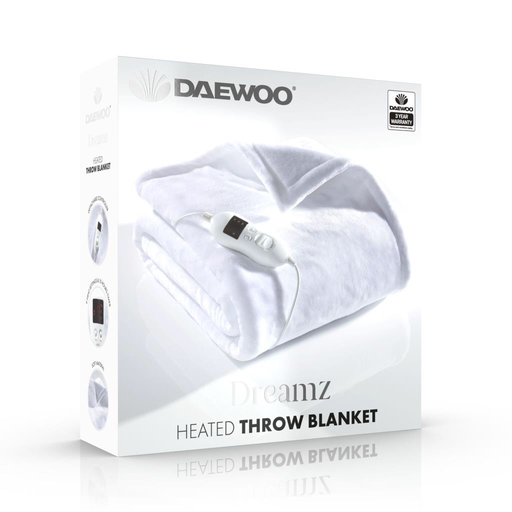 [937206] Daewoo Dreamz Heated Blanket Throw | White