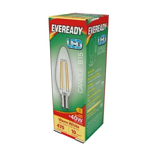 [S15476] Ever Ready 4w (40w) B15 Clear Filament LED Energy Saver Candle Bulb