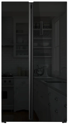 [P98317SKBLG] Powerpoint Black Glass American Style Fridge Freezer