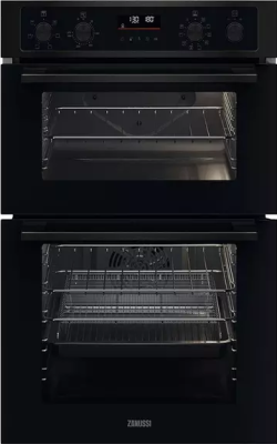 [ZKCNA7KN] Zanussi Black Built In Double Oven c/w Catalytic Liners